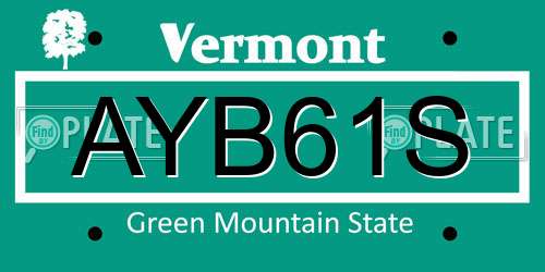AYB61S Vermont License Plate