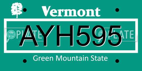 AYH595 Vermont License Plate