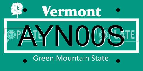 AYN00S Vermont License Plate