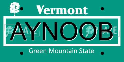 AYNOOB Vermont License Plate