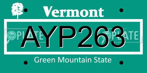 AYP263 Vermont License Plate