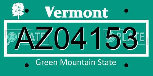 AZ04153 Vermont License Plate