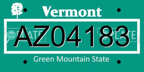 AZ04183 Vermont License Plate