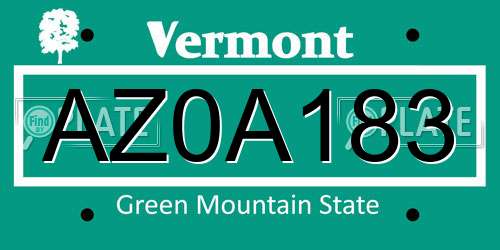 AZ0A183 Vermont License Plate