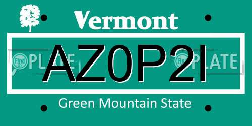 AZ0P2I Vermont License Plate