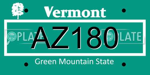 AZ180 Vermont License Plate