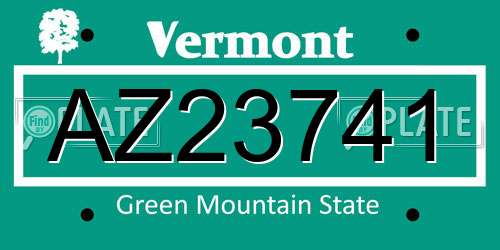 AZ23741 Vermont License Plate