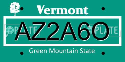 AZ2A6O Vermont License Plate