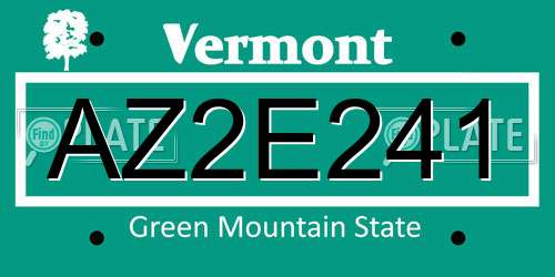 AZ2E241 Vermont License Plate