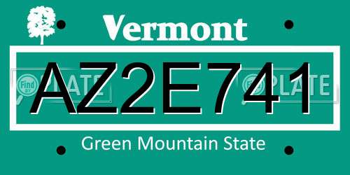 AZ2E741 Vermont License Plate