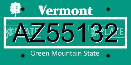 AZ55132 Vermont License Plate