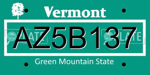 AZ5B137 Vermont License Plate