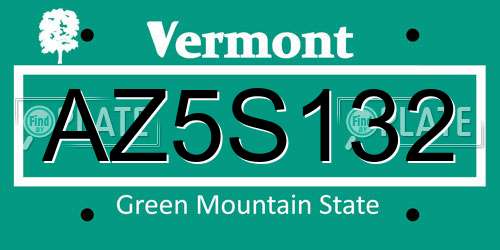 AZ5S132 Vermont License Plate