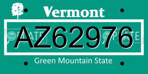 AZ62976 Vermont License Plate