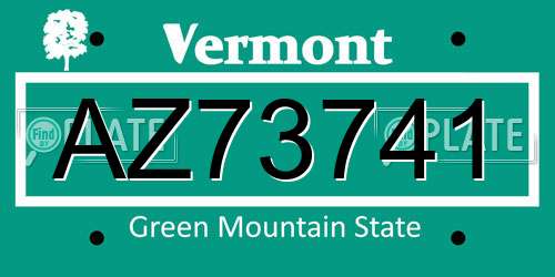 AZ73741 Vermont License Plate