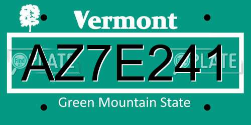 AZ7E241 Vermont License Plate