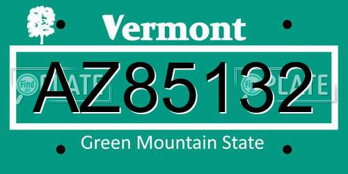 AZ85132 Vermont License Plate