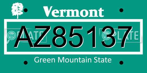 AZ85137 Vermont License Plate
