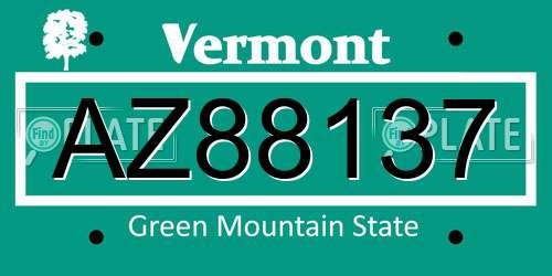 AZ88137 Vermont License Plate