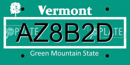AZ8B2D Vermont License Plate