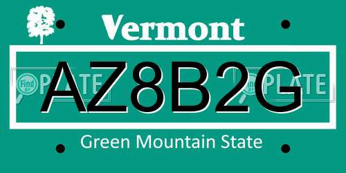 AZ8B2G Vermont License Plate