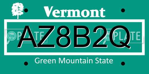 AZ8B2Q Vermont License Plate
