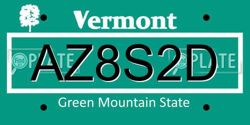 AZ8S2D Vermont License Plate