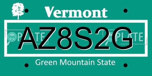 AZ8S2G Vermont License Plate