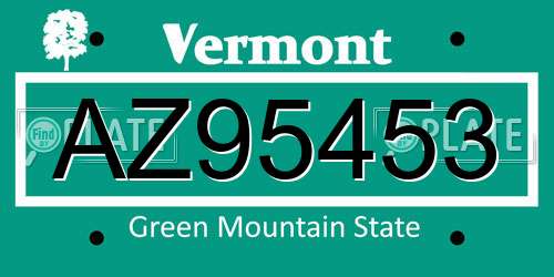 AZ95453 Vermont License Plate