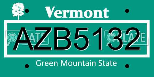 AZB5132 Vermont License Plate