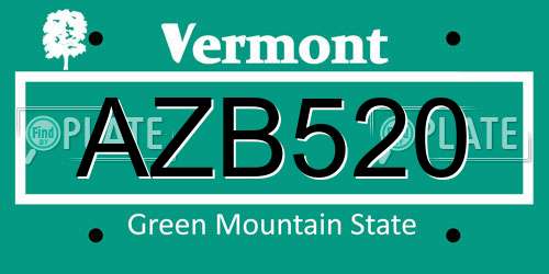 AZB520 Vermont License Plate