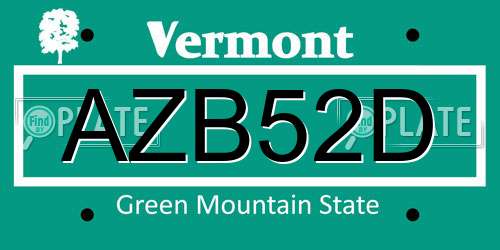 AZB52D Vermont License Plate