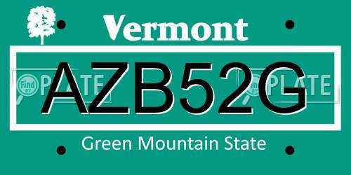 AZB52G Vermont License Plate