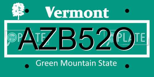 AZB52O Vermont License Plate