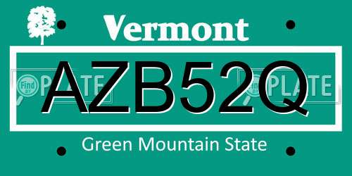 AZB52Q Vermont License Plate