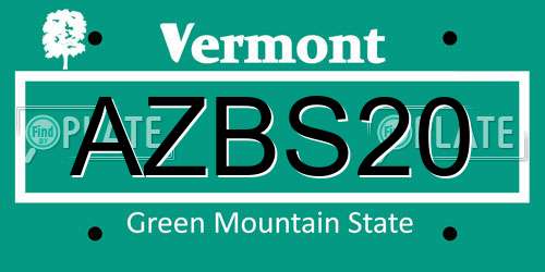AZBS20 Vermont License Plate