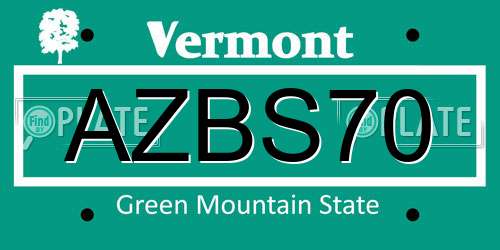 AZBS70 Vermont License Plate