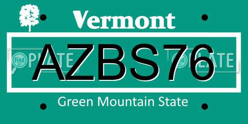 AZBS76 Vermont License Plate