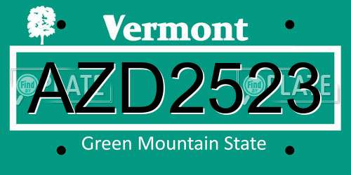 AZD2523 Vermont License Plate