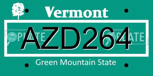 AZD264 Vermont License Plate