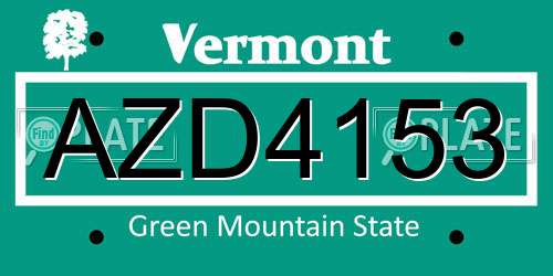 AZD4153 Vermont License Plate