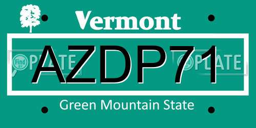 AZDP71 Vermont License Plate