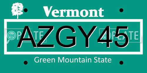 AZGY45 Vermont License Plate