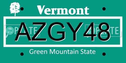 AZGY48 Vermont License Plate