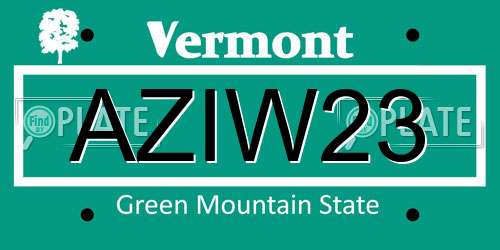 AZIW23 Vermont License Plate