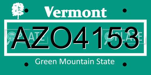 AZO4153 Vermont License Plate