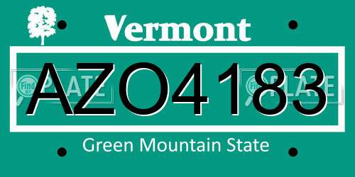 AZO4183 Vermont License Plate