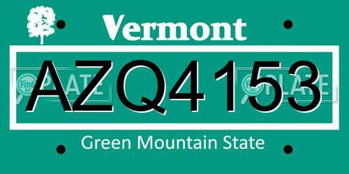 AZQ4153 Vermont License Plate