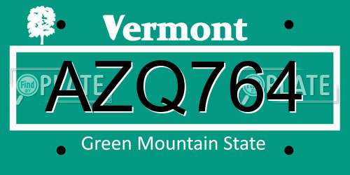 AZQ764 Vermont License Plate