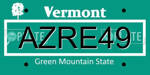 AZRE49 Vermont License Plate